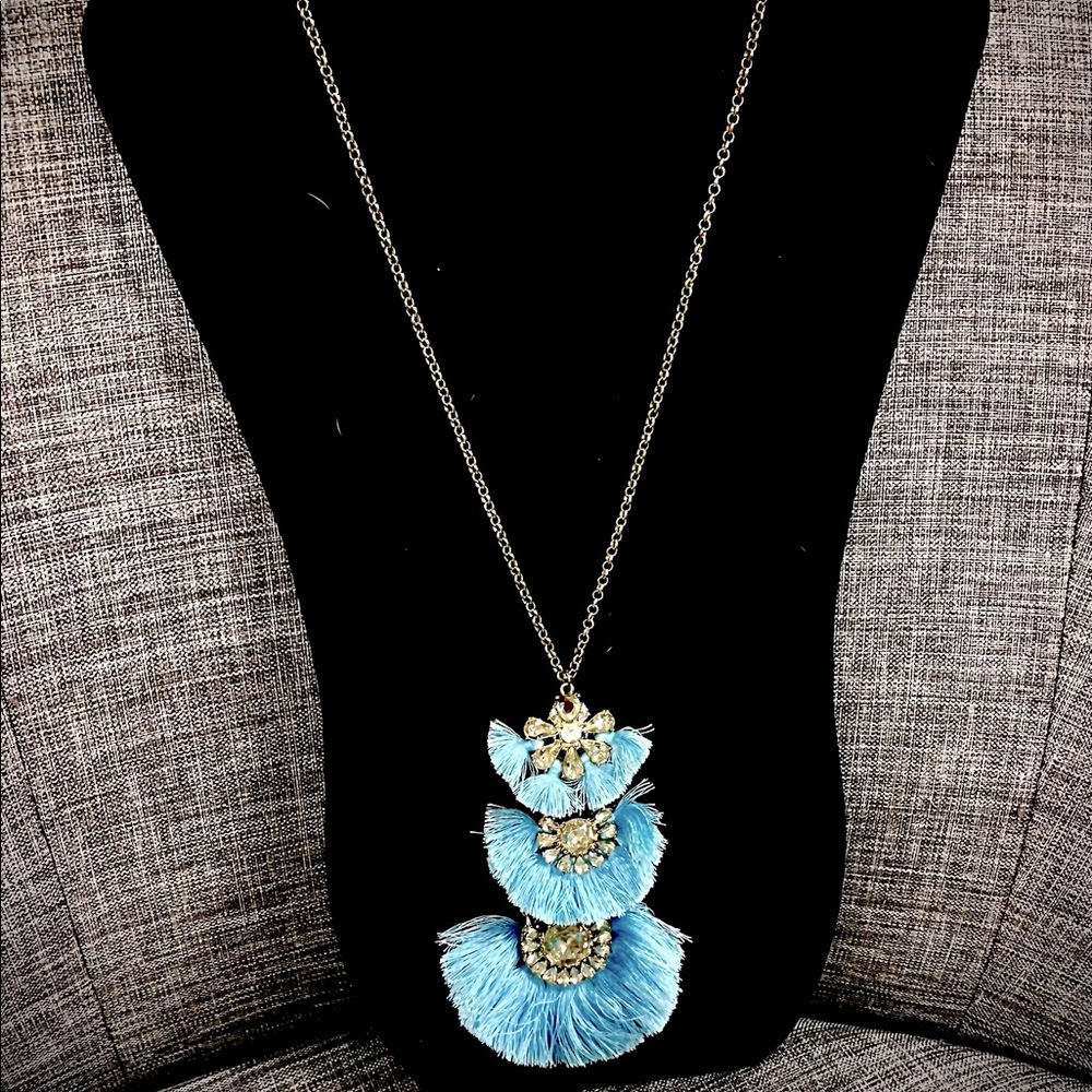 Light blue fringe pendant